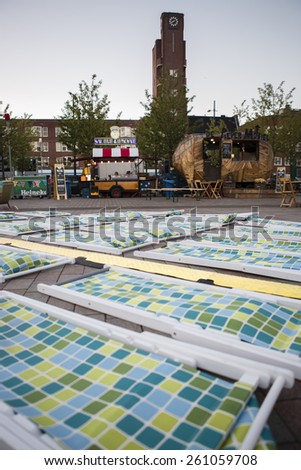Amsterdam, The Netherlands, 12-14 September 2014, at West\'ival, a free open air Cinema and culture festival on Mercatorplein. preparation before the screening