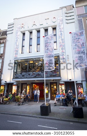 Amsterdam, The Netherlands - August 22 2015: front of Rialto Cinema during World Cinema Amsterdam festival, a world film festival held from 14 to 23/08/2015
