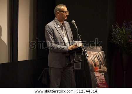 Amsterdam, The Netherlands - August 22 2015: award ceremony at Rialto Cinema during World Cinema Amsterdam film festival, held from 14 to 23/08/2015. Winner was director Sibs Shongwe for Necktie Youth