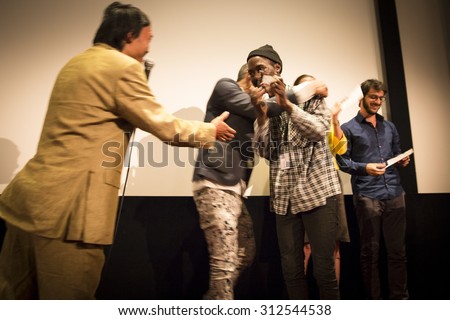 Amsterdam, The Netherlands - August 22 2015: award ceremony at Rialto Cinema during World Cinema Amsterdam film festival, held from 14 to 23/08/2015. Winner was director Sibs Shongwe for Necktie Youth