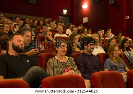 Amsterdam, The Netherlands - August 22 2015: audience at award ceremony of World Cinema Amsterdam film festival held from 14 to 23/08/2015. Winner was director Sibs Shongwe for Necktie Youth