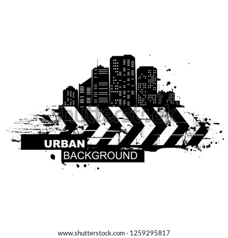 Urban background. Abstract silhouette of the city skyscrapers. Grunge design. 