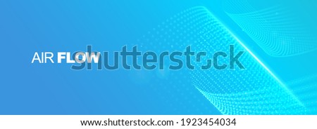 Flowing particles with depth of field. Air flow. Particle waves showing a stream of clean fresh air. Vector illustration.