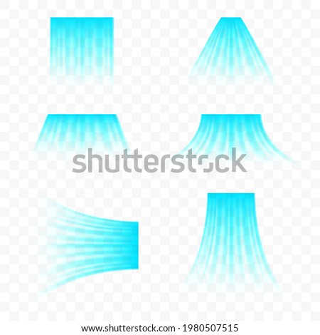 Blue stream of cold air from the conditioner. Clean fresh air flow. Wind direction. Isolated on transparent background.