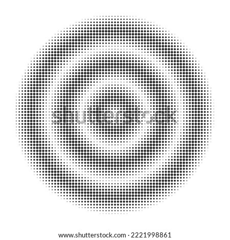 Halftone ring with water ripple effect. Sonar wave. Sound wave. Touch effect. Isolated on white background.