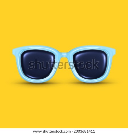 Realistic fashionable 3d sunglasses. Glossy inflate style icon. Eyewear accessory banner design. Vector illustration. 