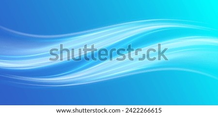 Soft blue curved lines of fresh smell. 3D vector glossy waves. Waves showing a stream of clean fresh air. 