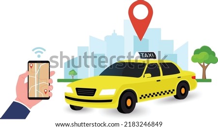 City taxi car.Online-taxi. Vector illustration