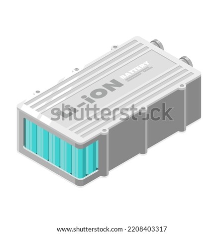 li ion ev motor battery close up isometric