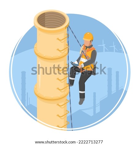 Working at height isometric engineer inspection work high safty for dangerous work factory oil and gas platform industrial isometric