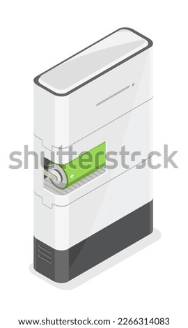 Solar Home Battery module Energy Storage Systems Power Bank electricity power plant Process  illustration isometric isolated vector cartoon