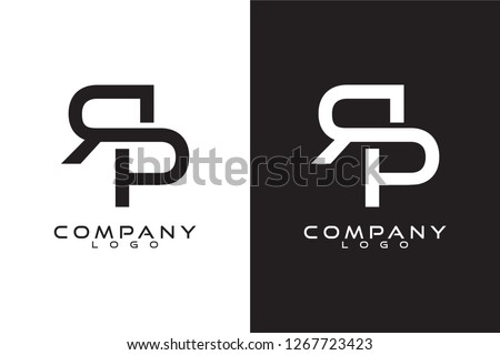 Initial Letter rp/pr Logo Template Vector Design with black and white background  Imagine de stoc © 