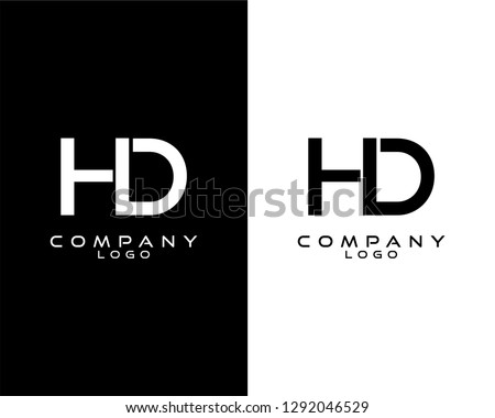 hd, dh modern logo design with white and black color that can be used for business company.