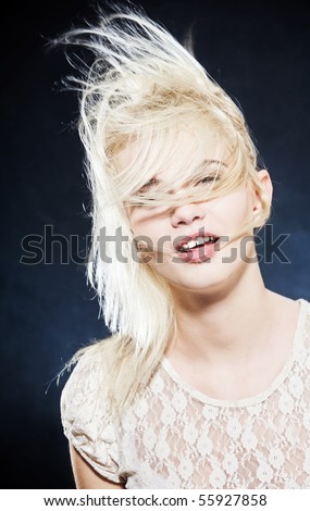 Young pretty girl with white hair portrait