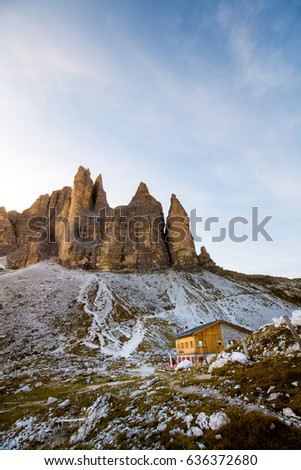 Similar – Image, Stock Photo Rifugio Lavaredo and di Cadini mountains in background, Sesto Dolomites, Trentino, Alto-Adige, South Tyrol, Italy