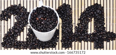 happy new year 2014 with coffee beans