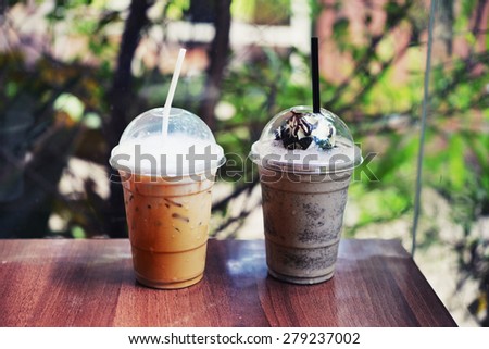 ice cappuccino coffee and cookie chocolate smoothie
