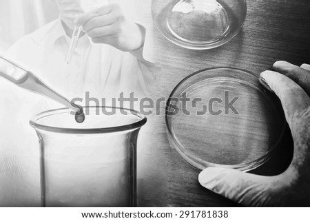 black and white chemistry research at science lab background