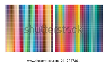 color chart designer tool texture pattern background. Color table Pan tone of the Fashion, Home and Interiors colors. Color palette with number, named color swatches, chart conform to pan tone RGB