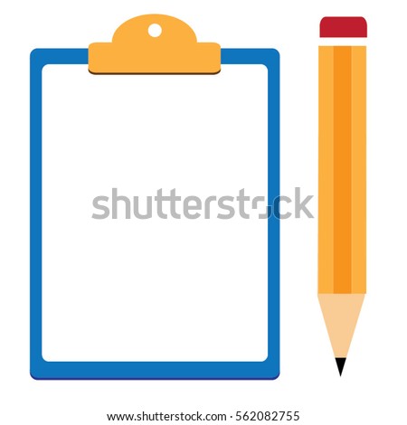 pencil  and clipboard vector.for Vector modern flat illustration on hands holding clipboard with empty sheet of paper and pencil Clipboard with  blank paper and pencil in the hands of  man.clipboard 