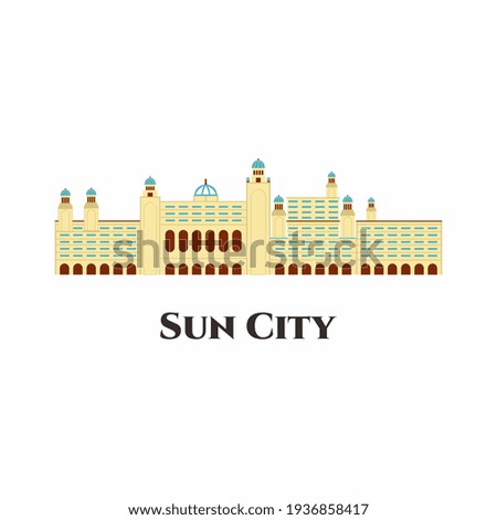 Sun City resort in South Africa vector icon flat cartoon. It is a premium destination with a host of hotels, attractions and kids activities. Great destination for your holiday. Worth to visit