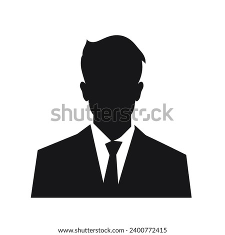 Man Facial Expressions with Confident mood, simple flat black and white icon Silhouette, Human Man Simple Flat.