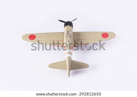 Model kit of an WWII Japanese Navy Zero Fighter isolated in white.