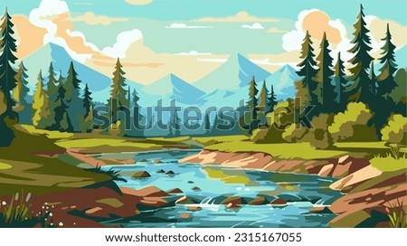 Similar – Image, Stock Photo mountain river with tall cliffs and green plants in a canyon