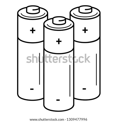 Alkaline batteries. Vector outline icon isolated on white background.