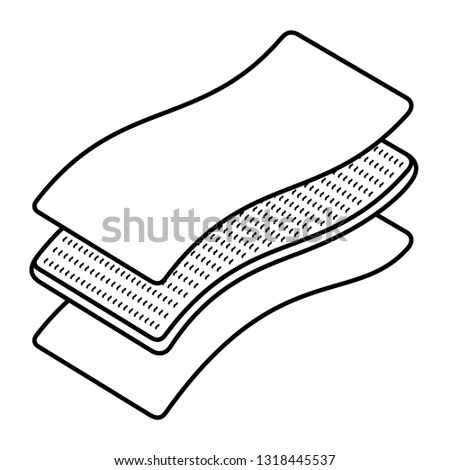 Breathable material for clothing. Membrane fabric. Vector outline icon isolated on white background.