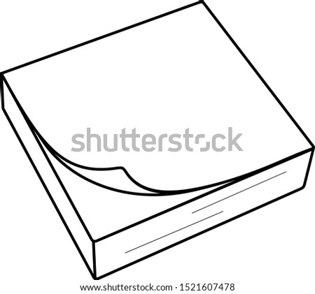 Sticky paper notes stack. Vector outline icon.