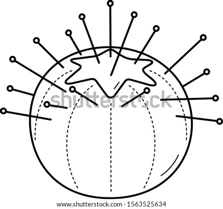 Pin cushion. Vector outline icon.