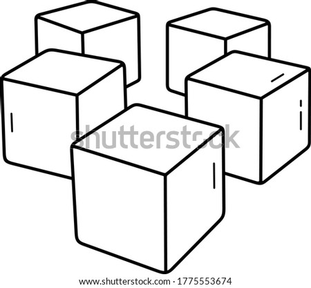 Cubes kit. Vector outline icon.