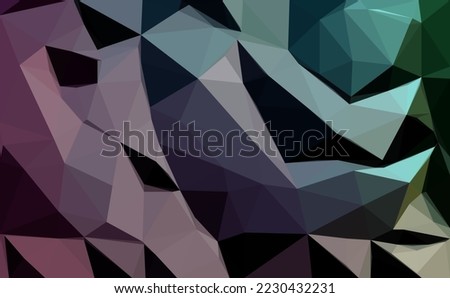 3D vector illustration, volumetric background sith stones, rock with colorful light and dark contrast, surreal geology banner