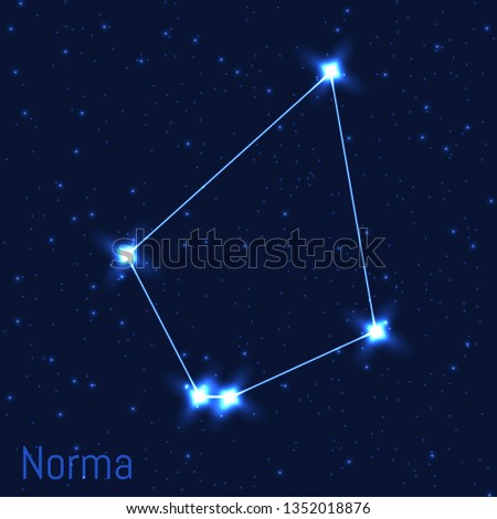 Vector illustration of Norma constellation. Astronomical Carpenter's Level. Cluster of realistic stars in the dark blue starry sky.