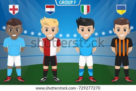 Vector Character of Football / Soccer Team for European Championship Group F