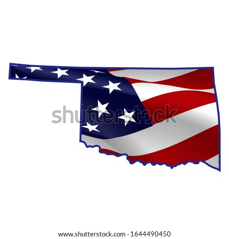 United States, Oklahoma full of American flag waving in the wind. The outline of the state Oklahoma.