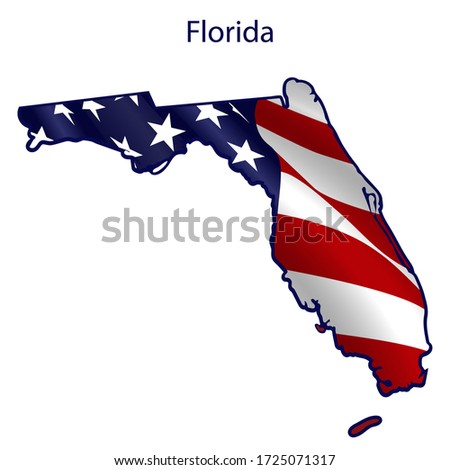 Florida full of American flag waving in the wind