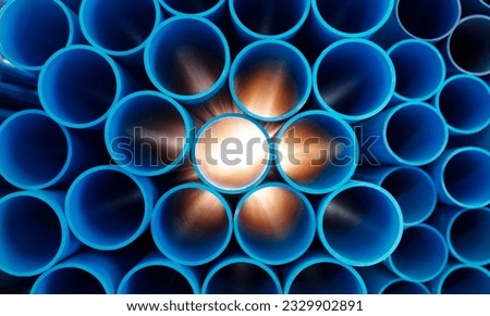 Image, Stock Photo A blue water pipe on a construction site