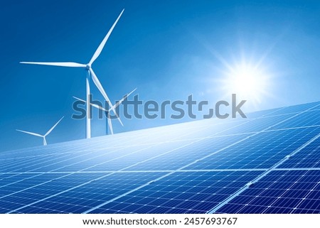 Similar – Image, Stock Photo Wind turbines in the North German Plain