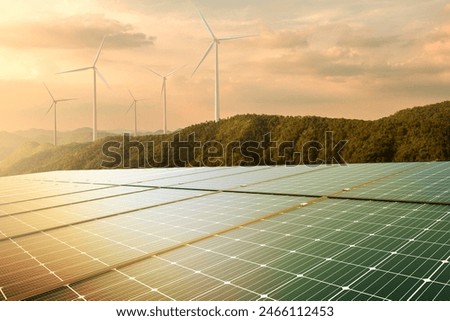 Similar – Image, Stock Photo Wind turbine in the field, toned photo. Wind power energy concept