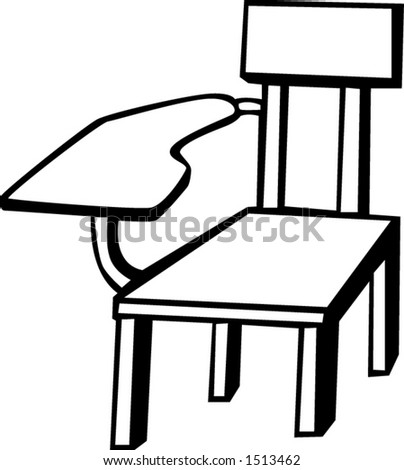 Wooden School Chair Black And White Vector Illustration - 1513462 ...