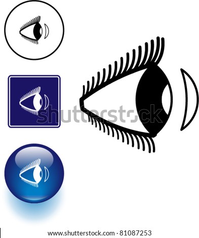 contact lens and eye symbol sign and button