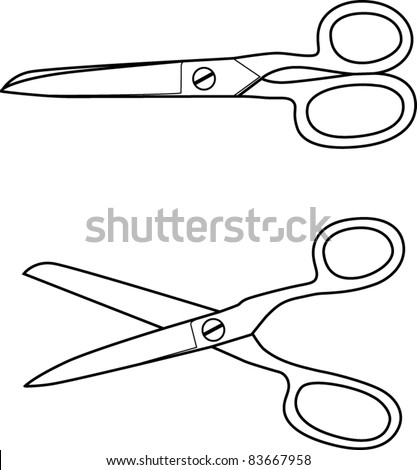closed and open scissors line art