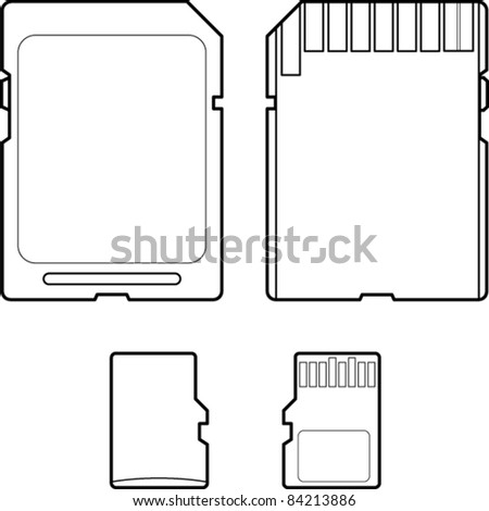 secure digital and micro SD flash memory card line art