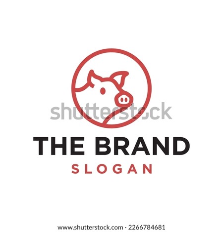 pig simple line icon logo vector design, modern logo pictogram design of swine