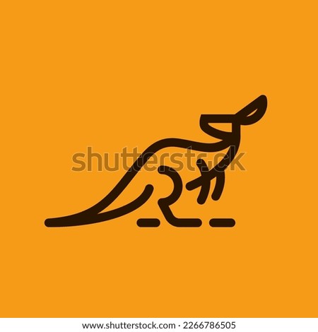 kangaroo simple line icon logo vector design, modern abstract logo pictogram design of wallaby