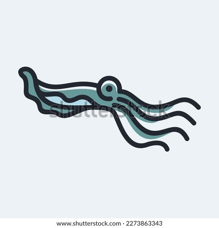 cuttlefish simple line icon logo vector design, modern animal logo pictogram design of squid with tentacles