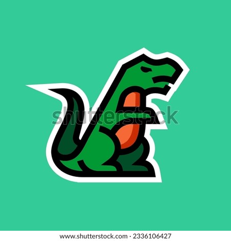 T-rex simple line icon logo vector design, modern logo pictogram design of tyrannosaurus head mascot