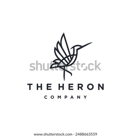 heron pelican stork logo line art line outline monoline icon design stock gulf bird coast beach illustration abstract ibis logo